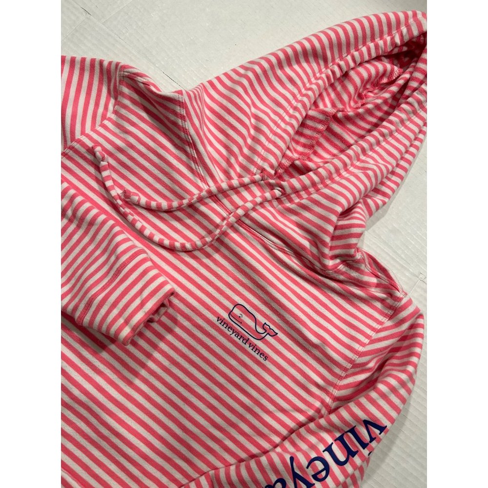 Vineyard Vines Fashion Knits Stripe Whale relaxed Terry Hoodie Pink XXS